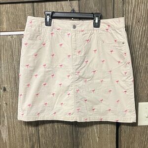 Embroidered Flamingo Ivory Skort